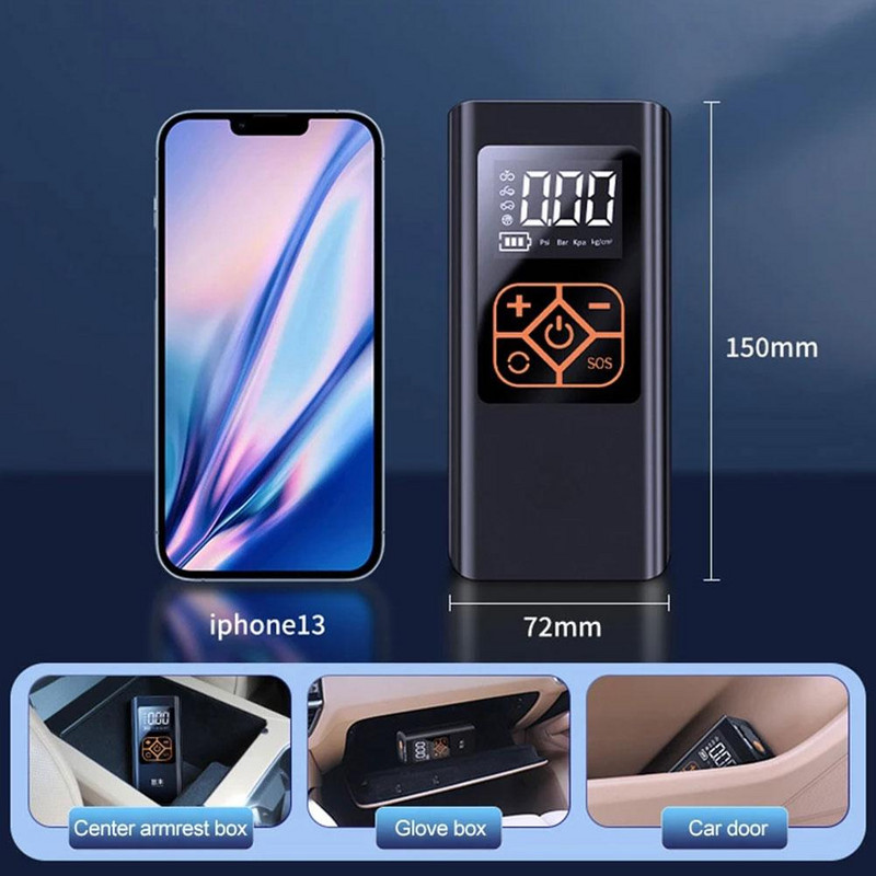 Pompă de aer pentru mașină Reîncărcabilă cu fir / fără fir Compresor de aer pentru mașină 150PSI Umflare automată portabilă pentru mașină Motocicletă