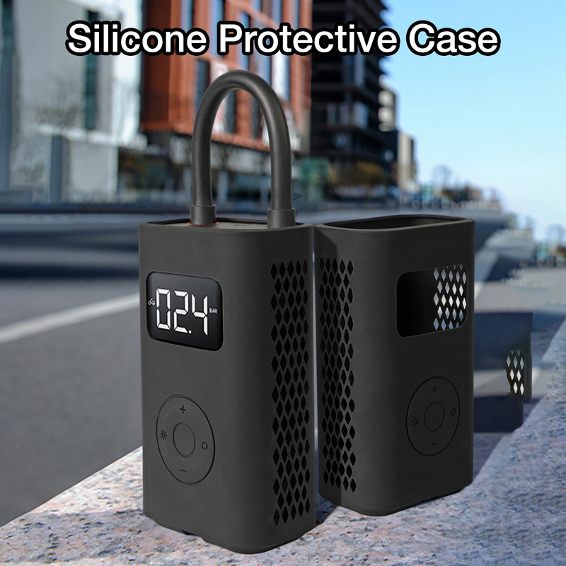 Pehmest silikoonist auto õhukompressori kaitsehoidja Vastupidav õhupumba korpus, must rehvipumba pumba kest täispuhutavate tarvikute jaoks