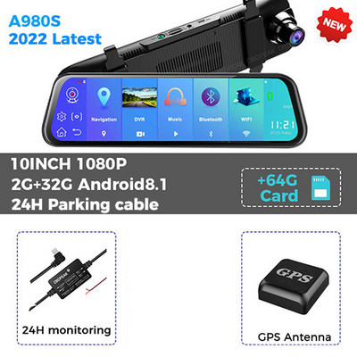 4G Android 8.1 10 inch Dual 1080P Stream Media Oglindă retrovizoare auto WiFi GPS Bluetooth Cameră Dvr auto ADAS Super Night Dash Cam