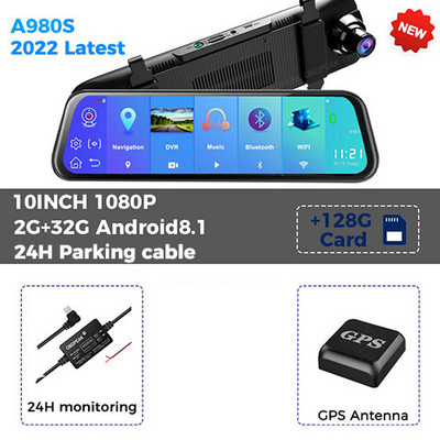 4G Android 8.1 10 inch Dual 1080P Stream Media Oglindă retrovizoare auto WiFi GPS Bluetooth Cameră Dvr auto ADAS Super Night Dash Cam