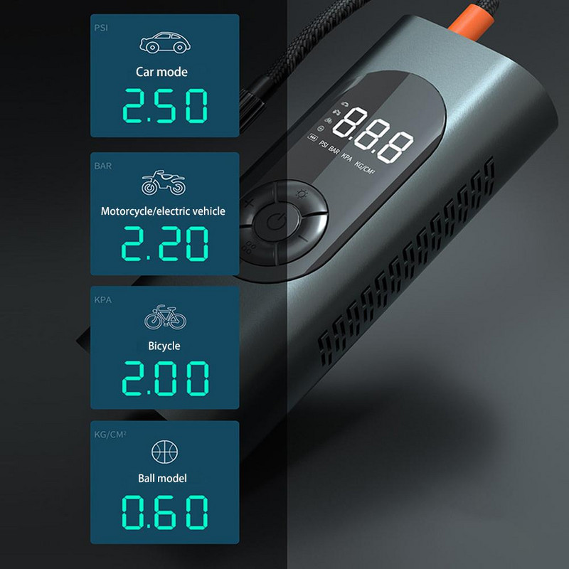 Afișaj digital inteligent Pompă de umflare montată pe vehicul cu dublă utilizare Pompă portabilă de umflare a anvelopelor de mare putere