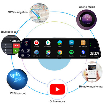 12-инчов 4G автомобилен DVR Огледало за обратно виждане WiFi Android 8.1 Dash Camera 1080P Video Recorder Registrato GPS Navigation Дистанционен монитор
