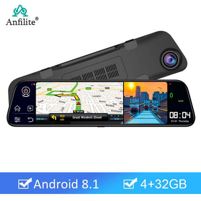 12 colių 4G automobilio DVR galinio vaizdo veidrodėlis WiFi Android 8.1 Dash Camera 1080P vaizdo įrašymo įrenginys Registrato GPS navigacijos nuotolinis monitorius