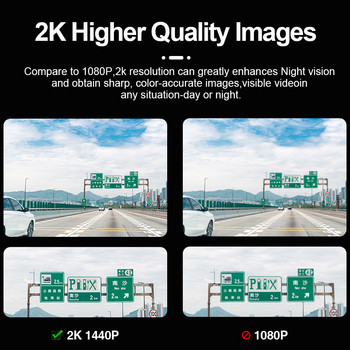 E-ACE 12 ιντσών DVR αυτοκινήτου Καθρέφτης 1440P Εγγραφή βίντεο Stream Media Dashcam Υποστήριξη GPS Parking Monitoring Κάμερα οπισθοπορείας 1080P