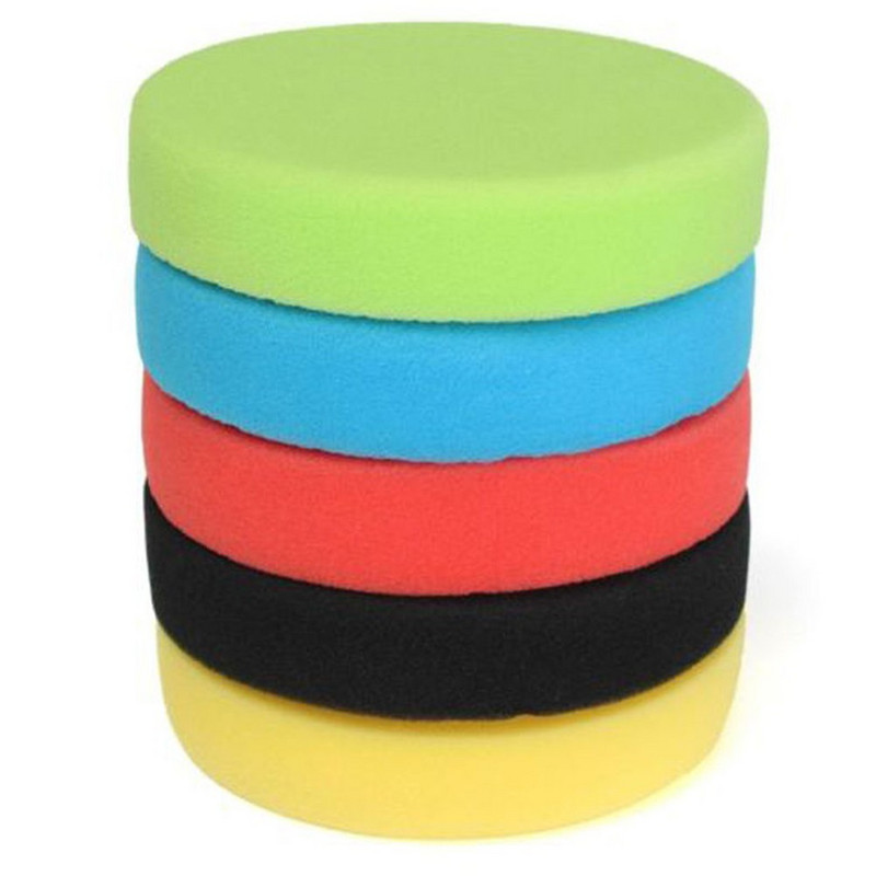5 bucăți/set 3/4/6 inchi Kit tampoane cu burete pentru lustruit mașină, rotund, plat, șlefuit, cu burete pentru lustruirea mașinii, întreținerea mașinii