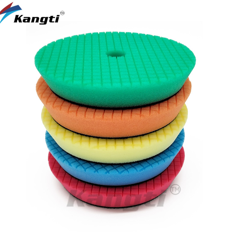 5 bucăți 5/6 inch Germania tampon de lustruit și lustruit din spumă cu model în carouri pentru șlefuitor de mașini, burete de tăiere greu, disc tampon de lustruit