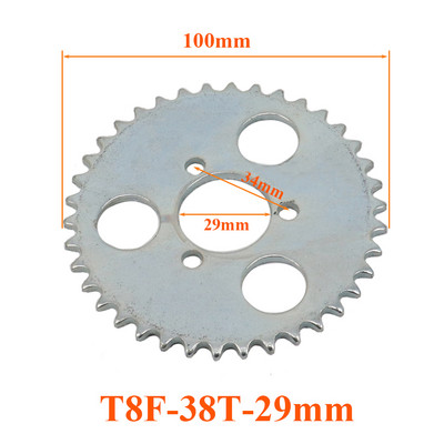 T8F-38T 44T Πίσω γρανάζι 29mm Ασημί 38 44 Δόντι για 43cc 49cc Minimoto μοτοποδήλατο δίχρονο ποδήλατο τσέπης Mini Quad ATV