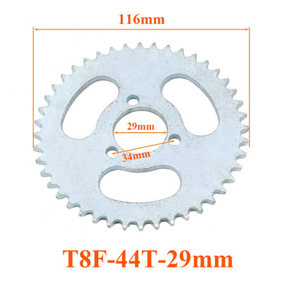 T8F-38T 44T Πίσω γρανάζι 29mm Ασημί 38 44 Δόντι για 43cc 49cc Minimoto μοτοποδήλατο δίχρονο ποδήλατο τσέπης Mini Quad ATV