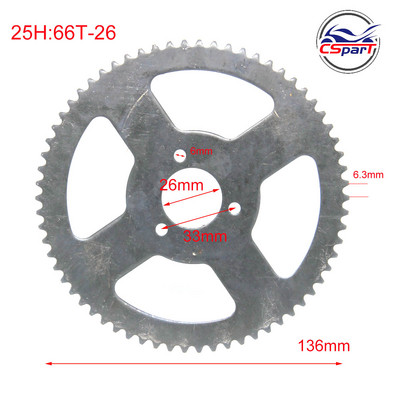 25H 60T 62T 64T 66T 68T 70T 72T 74T 76T 78T 80T 26MM galinė žvaigždutė Mini Moto ATV Quad Dirt Pit Kišeninis dviračių smulkintuvas 47CC 49CC