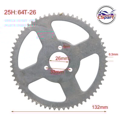 25H 60T 62T 64T 66T 68T 70T 72T 74T 76T 78T 80T 26MM galinė žvaigždutė Mini Moto ATV Quad Dirt Pit Kišeninis dviračių smulkintuvas 47CC 49CC