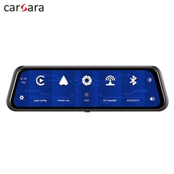 Κάμερα Dash Camera DVR 9,66 ιντσών ασύρματο CarPlay Streaming Rearview Mirror με Android Auto GPS WiFi Full Touch Morniter