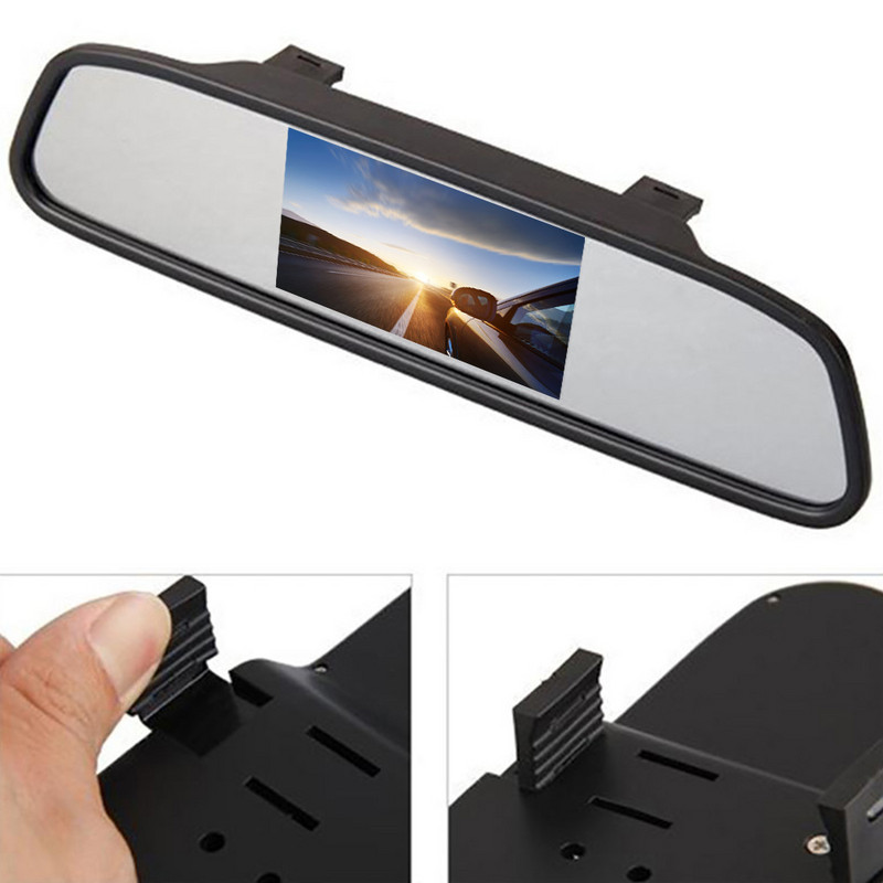 Sistem de parcare automată cu monitor cu oglindă pentru mașină de 4,3 inci, compatibil cu camera de rezervă pentru vedere din spate, cu viziune nocturnă, rezistentă la apă, PAL/NTSC