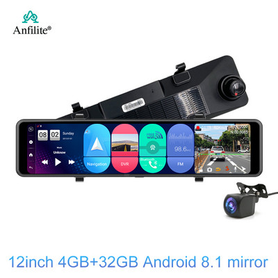 Anfilite auto tahavaatepeegli kahe objektiiviga DVR 4G 11,26 tolline videosalvesti RAM 4GB+ROM 32GB GPS-navigatsiooniarmatuurkaamera Android 8.1