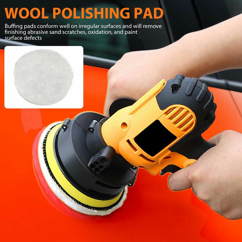 2 vnt. 6 colių poliravimo padas netikros vilnos 180 lipnus vilnos rutulinis šlifavimo diskas dažytiems paviršiams.