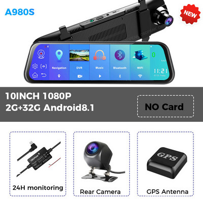Android 8.1 10 inča Dual 1080P 4G Stream Media Automobilski retrovizor WiFi GPS Bluetooth kamera Auto Dvr ADAS Super Night Dash Cam