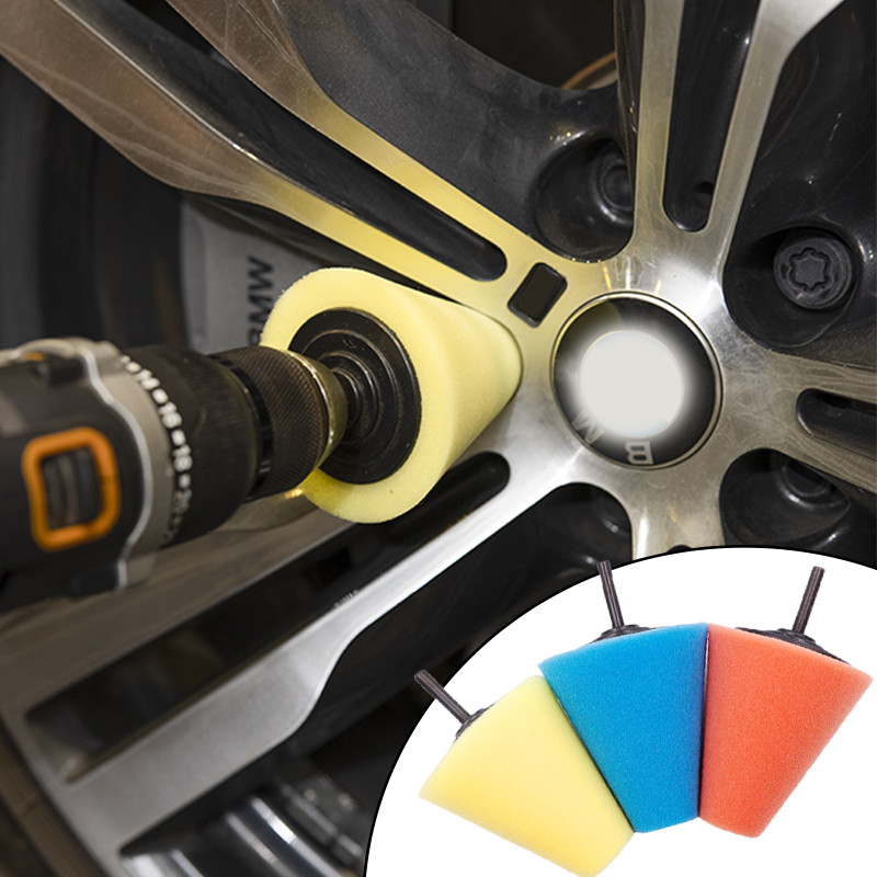 Burete de lustruit pentru roți automate, con de lustruit de 6 mm, folosit pentru burghiu electric, bilă de lustruit, butuc de mașină, burete de lustruit, tampon de lustruit