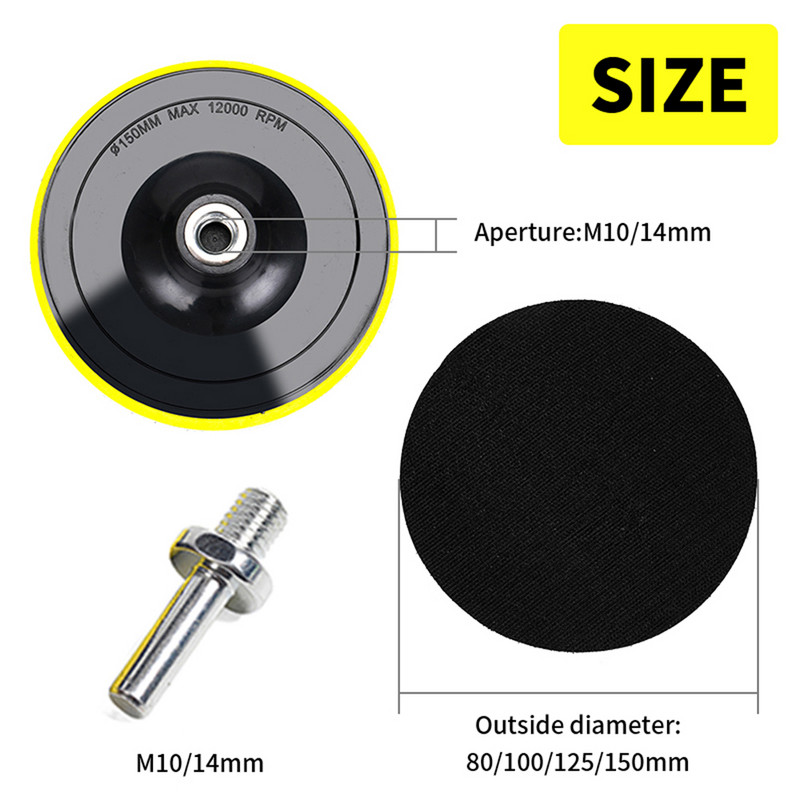 Disc de lustruit de 6/5/4/3 inch, autoadeziv, șmirghel, tampon de lustruit, polizor electric, adaptor M10/M14 pentru polizor