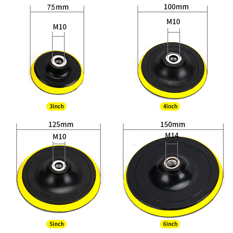 Disc de lustruit de 6/5/4/3 inch, autoadeziv, șmirghel, tampon de lustruit, polizor electric, adaptor M10/M14 pentru polizor