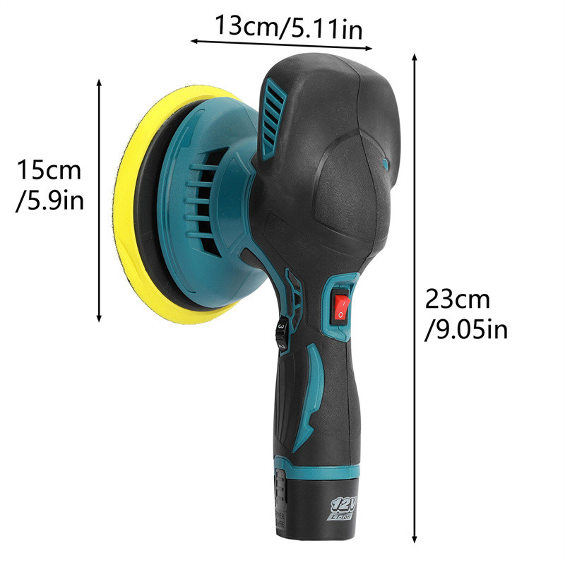 6000 RPM Șlefuitor de mașină fără fir cu 6 viteze, reglabil, fără fir, mașină electrică de șlefuit cu ceară, instrument de spălare automată pentru frumusețea mașinii