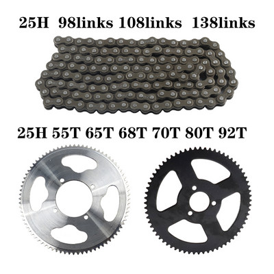 25H grandinė 55t 65t 68t 70t 80t 92t vidinė 29/54/55mm galinė žvaigždutė, skirta 47CC 49CC Mini Moto ATV Quad Dirt Pit Pocket Bike