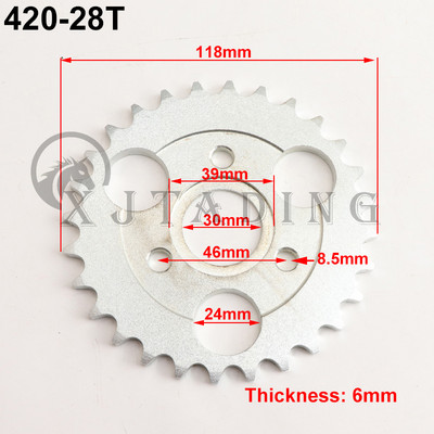 Μοτοσικλέτα 24T/26T/28T/29T/31T/35T/37T Δόντια 30mm Πίσω Γρανάζια Τακτοποίηση για Honda Monkey Motorbike Pit Dirt Bike 420/428 Chain