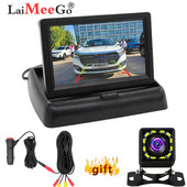 Monitor auto de 4,3 inci TFT LCD HD Ecran digital 800*480 Intrare video în 2 căi colorat pentru cameră cu 12 LED-uri pentru vedere înapoi, DVD VCD