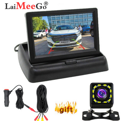 Monitor auto de 4,3 inci TFT LCD HD Ecran digital 800*480 Intrare video în 2 căi colorat pentru cameră cu 12 LED-uri pentru vedere înapoi, DVD VCD