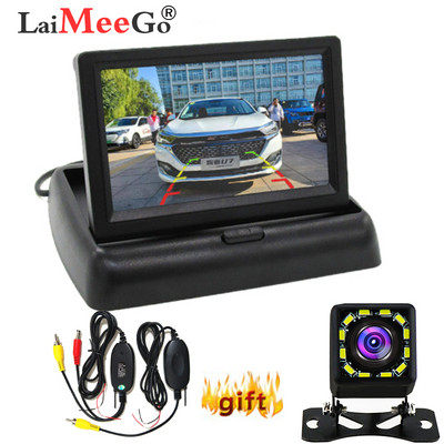 Monitor auto de 4,3 inci TFT LCD HD Ecran digital 800*480 Intrare video în 2 căi colorat pentru cameră cu 12 LED-uri pentru vedere înapoi, DVD VCD