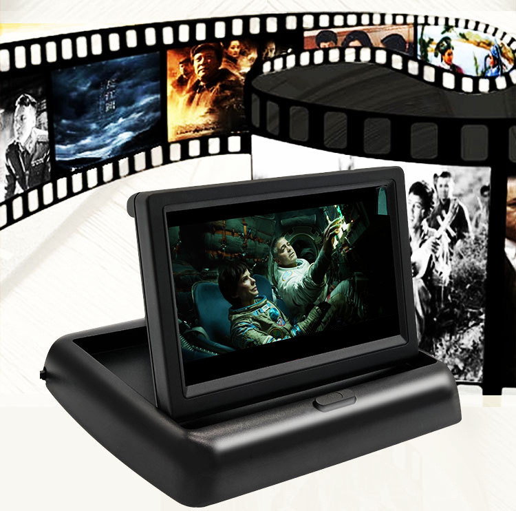 Monitor auto de 4,3 inci TFT LCD HD Ecran digital 800*480 Intrare video în 2 căi colorat pentru cameră cu 12 LED-uri pentru vedere înapoi, DVD VCD