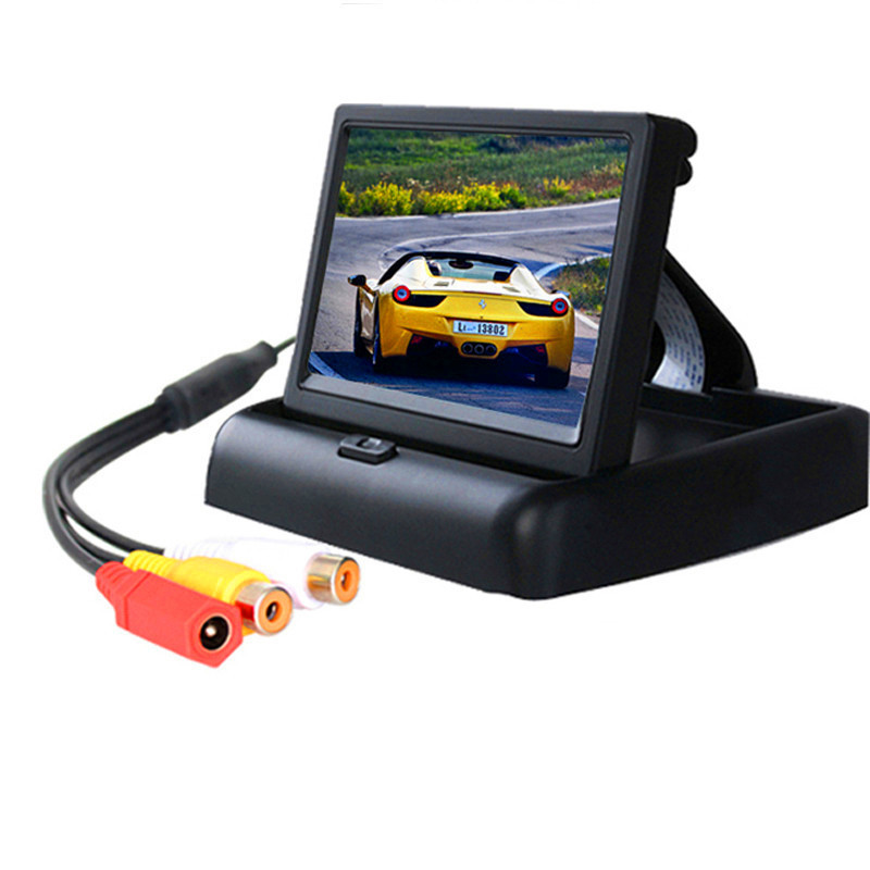 Monitor auto de 4,3 inci TFT LCD HD Ecran digital 800*480 Intrare video în 2 căi colorat pentru cameră cu 12 LED-uri pentru vedere înapoi, DVD VCD