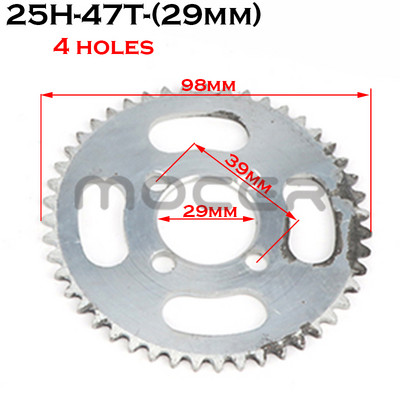 25H 47t 55t 62t 64t 65t 66t 68t 70t 72t 74t 76t 78t 80t 92t Dinți 26/29/54MM Pinion spate pentru Mini Moto ATV 47cc 49cc 2 timpi