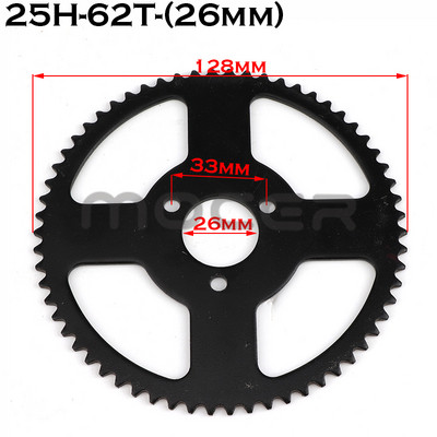 25H 47t 55t 62t 64t 65t 66t 68t 70t 72t 74t 76t 78t 80t 92t Dinți 26/29/54MM Pinion spate pentru Mini Moto ATV 47cc 49cc 2 timpi