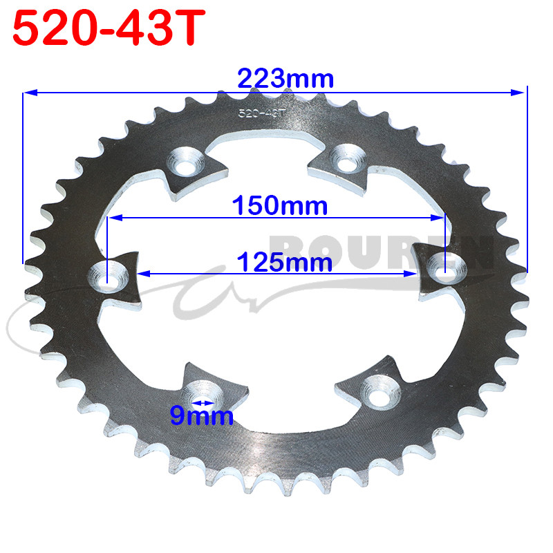 428 520 Lant 37 41 43 45T dinti 58mm Pinion spate pentru 50cc 70cc 110cc 125cc Dirt Pit Bike 428 37T 41T Accesorii