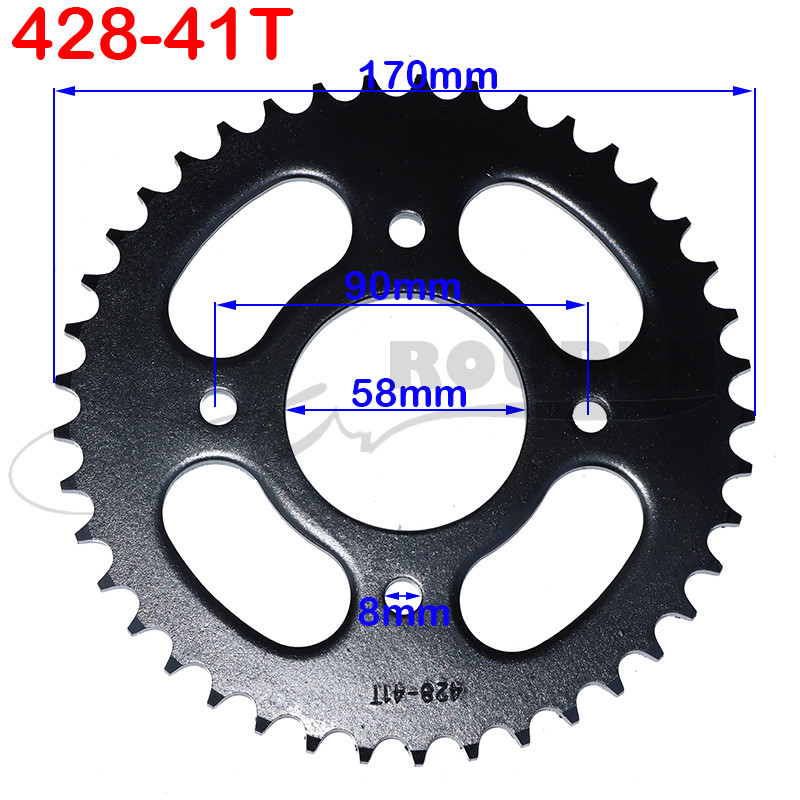 428 520 Lant 37 41 43 45T dinti 58mm Pinion spate pentru 50cc 70cc 110cc 125cc Dirt Pit Bike 428 37T 41T Accesorii