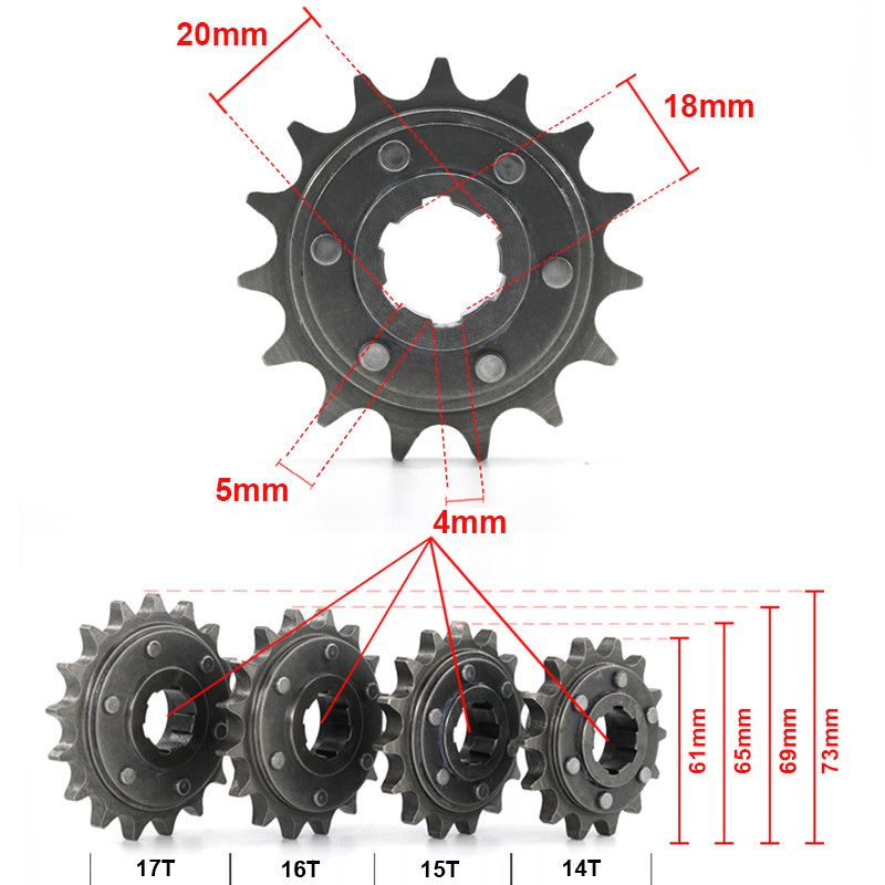 1 buc 20CrMnTi 428 14T 15T 16T 17T dinți pinion de economisire a combustibilului pentru motocicleta CG125 CB125 CBT125 MCR125 WY125-A/C/R Dirt Pit Bike