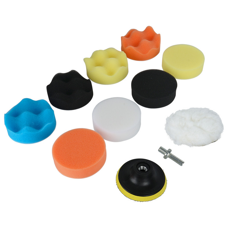 Disc de lustruit auto-adeziv, lustruire cu ceară, burete de lână, disc de lustruit pentru roți de lustruit, adaptor de foraj pentru șlefuitor auto, îndepărtează zgârieturile