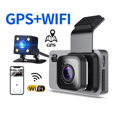 Autós DVR WiFi Full HD 1296P műszerfal kamera hátulnézet jármű videó felvevő parkolófigyelő éjszakai látás automatikus műszerfal kamera GPS nyomkövető