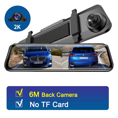 Ecran complet de 12 inchi 4K față + 2K oglindă spate Cameră de bord cu lentilă duală DVR tactil IPS Cameră retrovizoare pentru mașină Suport video recorder Rea