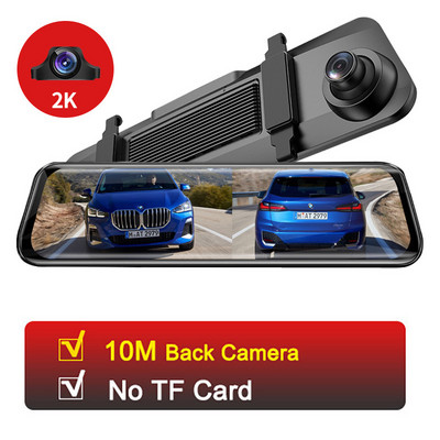 Ecran complet de 12 inchi 4K față + 2K oglindă spate Cameră de bord cu lentilă duală DVR tactil IPS Cameră retrovizoare pentru mașină Suport video recorder Rea