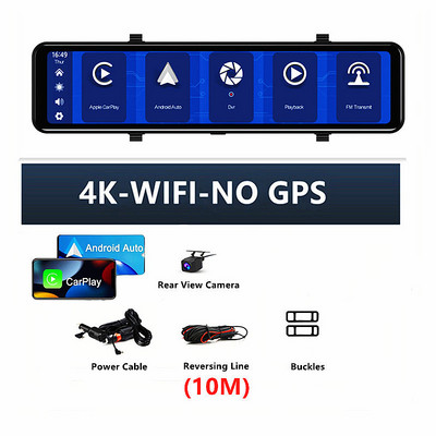 12 inch 4K Dash Cam Carplay & Android Auto 3840*2160P Oglindă retrovizoare Înregistrare video WIFI Înregistrare în buclă Aplicație telefon GPS Dvr auto