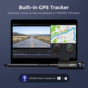 AZDOME 2K DVR αυτοκινήτου Ενσωματωμένο σε GPS WiFi Εμπρός και πίσω κρυφή κάμερα Super Night Vision 24 ώρες στάθμευση Παρακολούθηση Εγγραφή βίντεο
