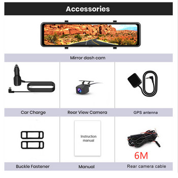 4K 3840*2160P 12 ιντσών DVR αυτοκινήτου Dash Cam WIFI GPS Sony IMX415 Rearview Mirror 1080P Κάμερα αυτοκινήτου Εγγραφή βίντεο Οθόνη στάθμευσης