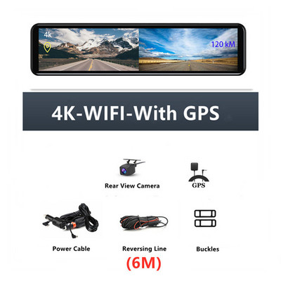 4K 3840*2160P 12 inch DVR Dash Cam WIFI GPS Sony IMX415 Oglindă retrovizoare 1080P Cameră auto Video Recorder Monitor parc