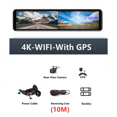 4K 3840*2160P 12 inch DVR Dash Cam WIFI GPS Sony IMX415 Oglindă retrovizoare 1080P Cameră auto Video Recorder Monitor parc