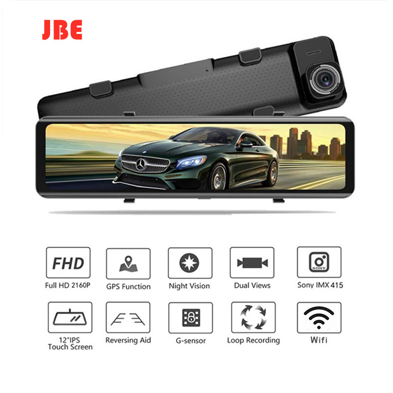 4K 3840*2160P 12 inch DVR Dash Cam WIFI GPS Sony IMX415 Oglindă retrovizoare 1080P Cameră auto Video Recorder Monitor parc