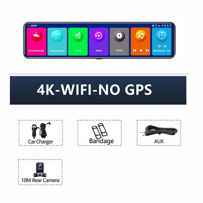 12 inch 4K 3840*2160P DVR Dash Cam WIFI GPS Sony IMX415 Oglindă retrovizoare 1080P Cameră auto Video Recorder Monitor parc