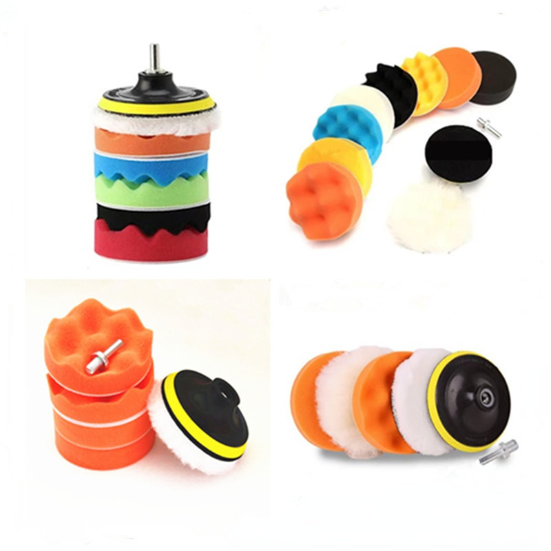 11 bucăți farfurie cu burete de lustruit 3-7 inchi Costum de frumusețe pentru mașină Roată de lustruit cu burete de pluș Tampă de lustruit cu ceară Pad de lână Roată cu burete M10