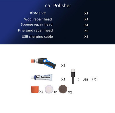 Mini mașină de lustruit mașină de lustruit tampon reîncărcabil pentru mașini fără fir mașini de lustruit pentru repararea zgârieturilor, pentru depilare electrică, îngrijire auto