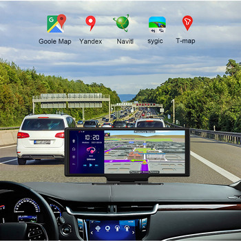 Нов Android 10,26-инчов DVR за кола ADAS 4G GPS записващо устройство за шофиране 4+32GB 1080P FHD Двойна камера Огледало за обратно виждане Dashcam Монитор за паркиране