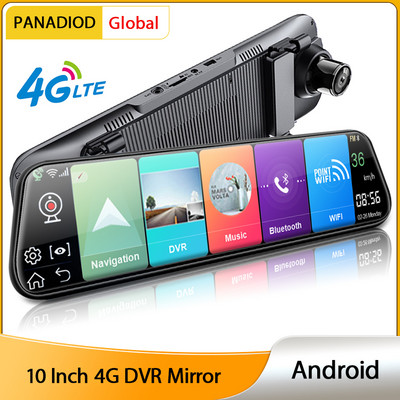 10-инчова 4G автомобилна камера за обратно виждане Автоматичен рекордер Android Mirror 1080P FHD WiGi GPS Dash Cam Mirror Dvr Android 8.1 Dropshipping